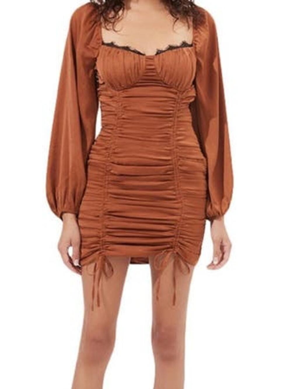 Astr the Label dress Mardi ruched lace trim mini Medium M